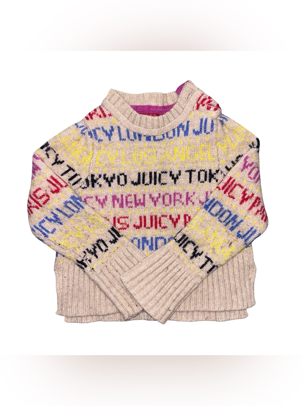 Girls Y2K Juicy Couture Multi-Color Crewneck Pullover Sweater Small 4/5